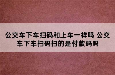 公交车下车扫码和上车一样吗 公交车下车扫码扫的是付款码吗